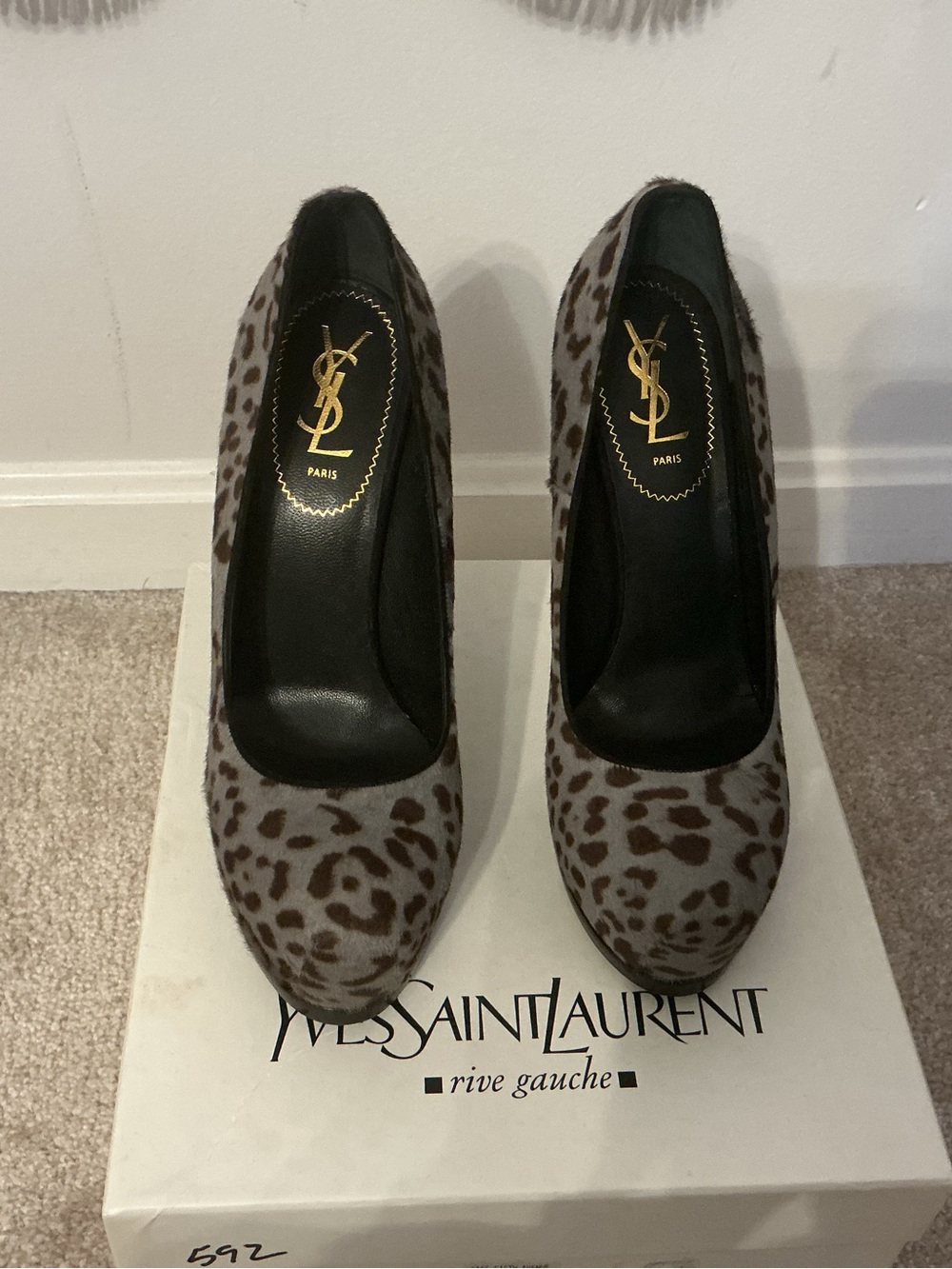 Yves Saint Laurent Leopard-Pattern Pumps in Brown and Gray